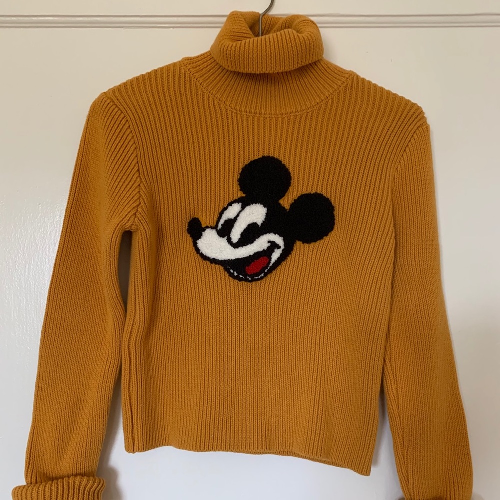 Mustard Mickey Mouse ribbed Turtleneck